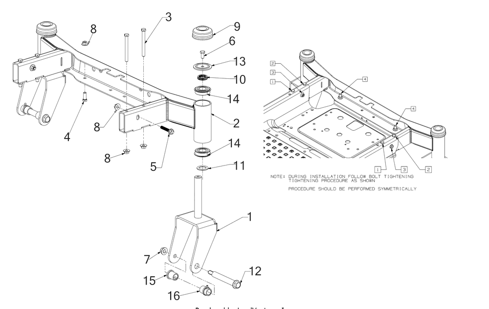 Front Axle Diagram and Parts List for RZT-L42KH (17CRCACS010)(2018) Cub Cadet Lawn Tractor